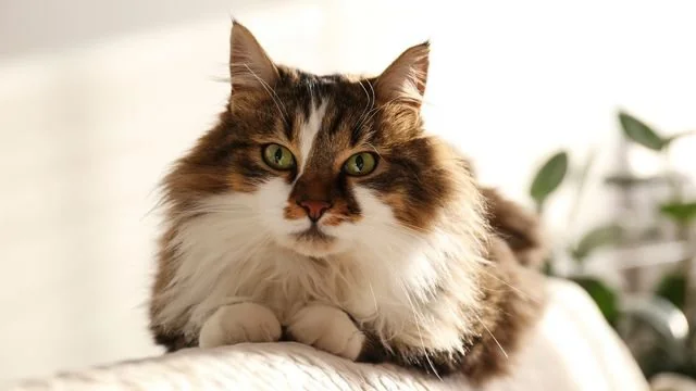 Chat au pelage long et tranquille