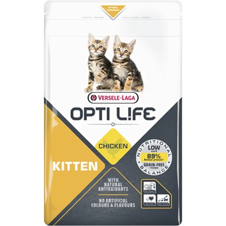 Opti Life Kitten au poulet, croquettes sans céréales pour chaton