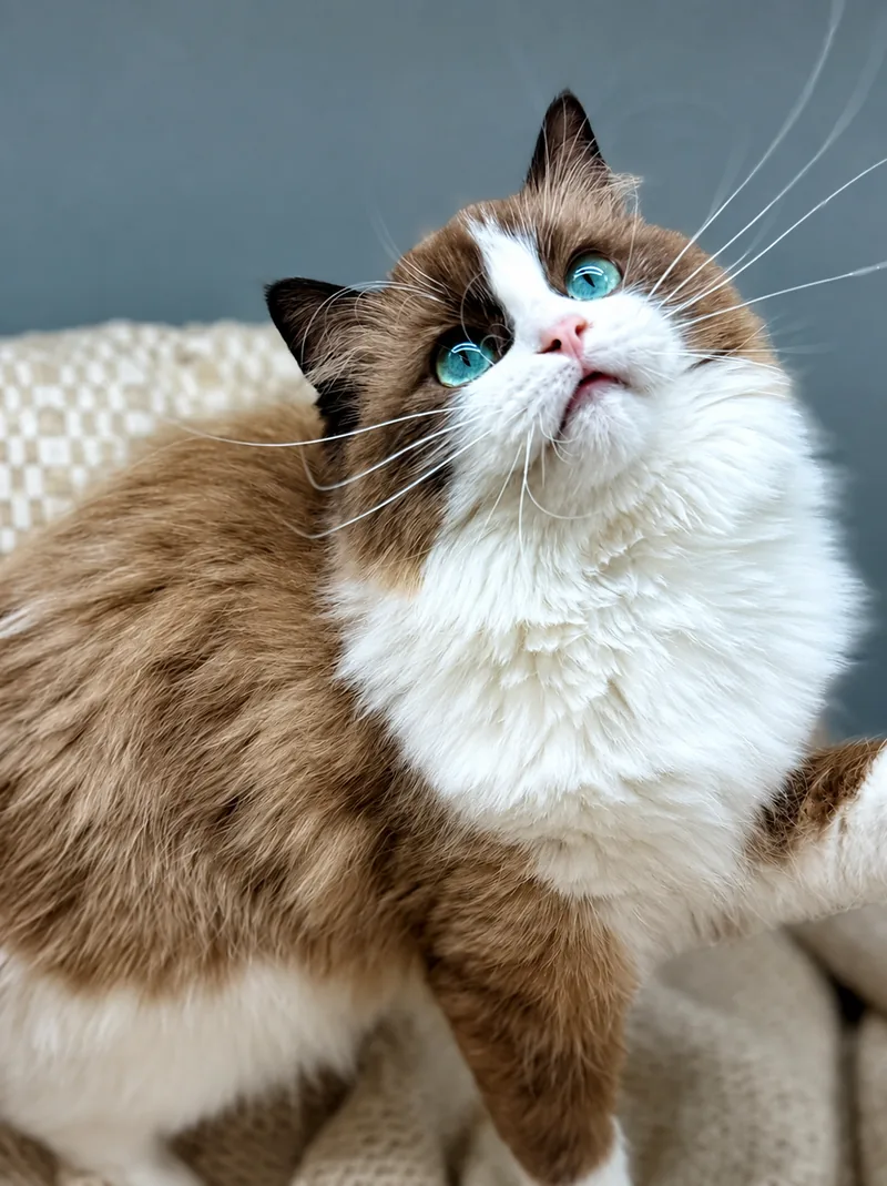 Ragdoll seal mink bicolore aux yeux aqua, exemple de Cherubim
