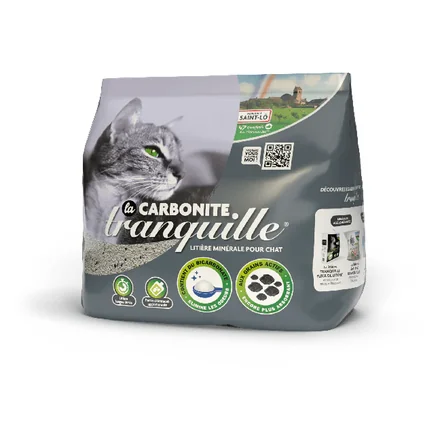 Tranquille La Carbonite, litière minérale agglomérante au bicarbonate et grains actifs